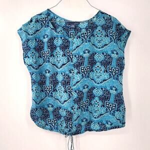 DIL Blue Geometric Print Top Womens Size Small S